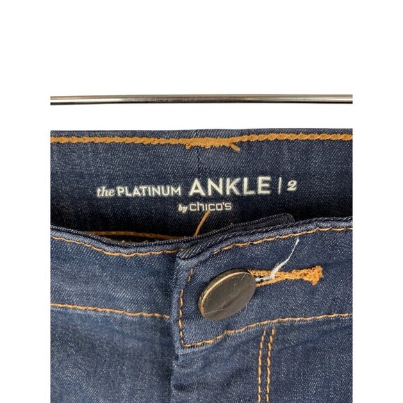 Chicos Platinum Ankle Jeans Size 2 Blue Denim Cotton Blend - Picture 3 of 4